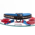 SiaLinda: Halsband echtes Elch Leder mit kleinem O-Ring und Strass, schwarz / blau 14 mm breit - SiaLinda.com
